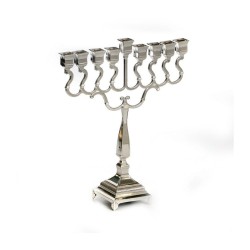 Silver Plated Chanukah Menorah with Swirls Squar... | Hanukkah Menorah