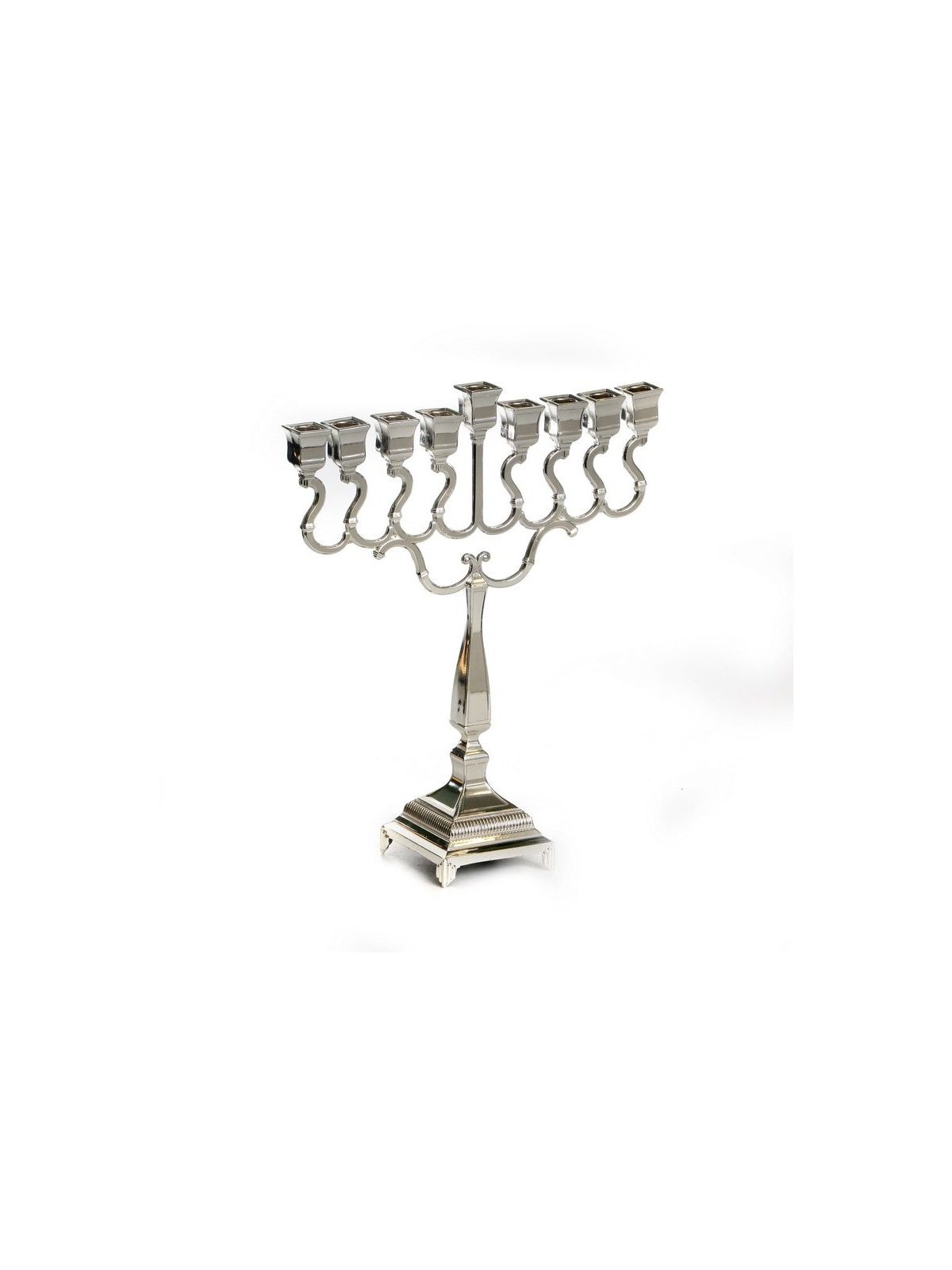 Silver Plated Chanukah Menorah with Swirls Squar... | Hanukkah Menorah