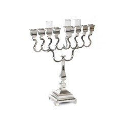 Silver Plated Chanukah Menorah Swirls with Class... | Hanukkah Menorah