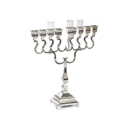 Silver Plated Chanukah Menorah Swirls with Class... | Hanukkah Menorah