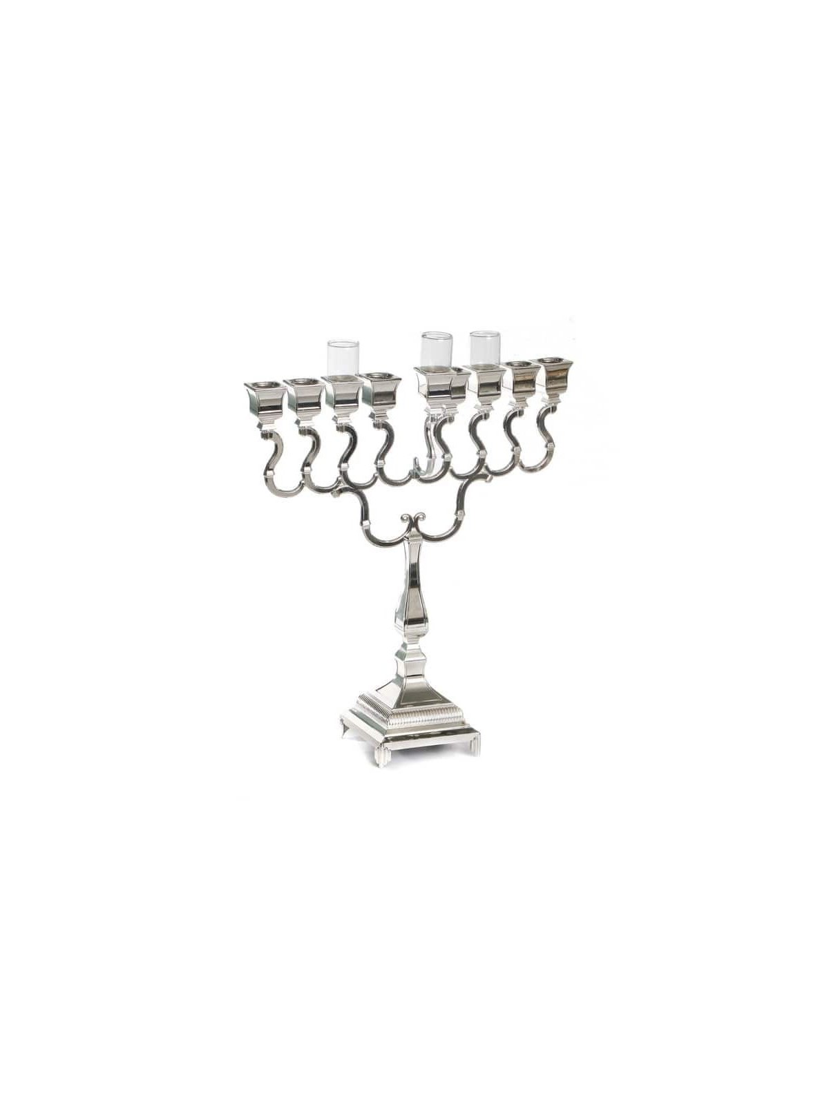 Silver Plated Chanukah Menorah Swirls with Class... | Hanukkah Menorah