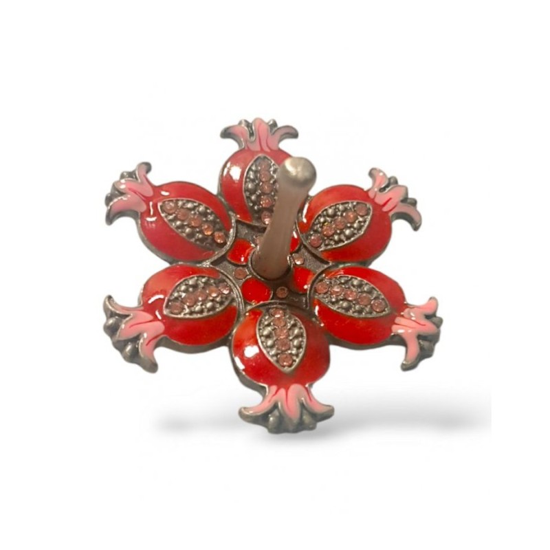 Pomegranate Shaped Metal Dreidel with Enamel Choose Red ... | Dreidels