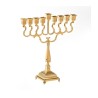 Gold Plated Chanukah Menorah Swirls and Square D... | Hanukkah Menorah