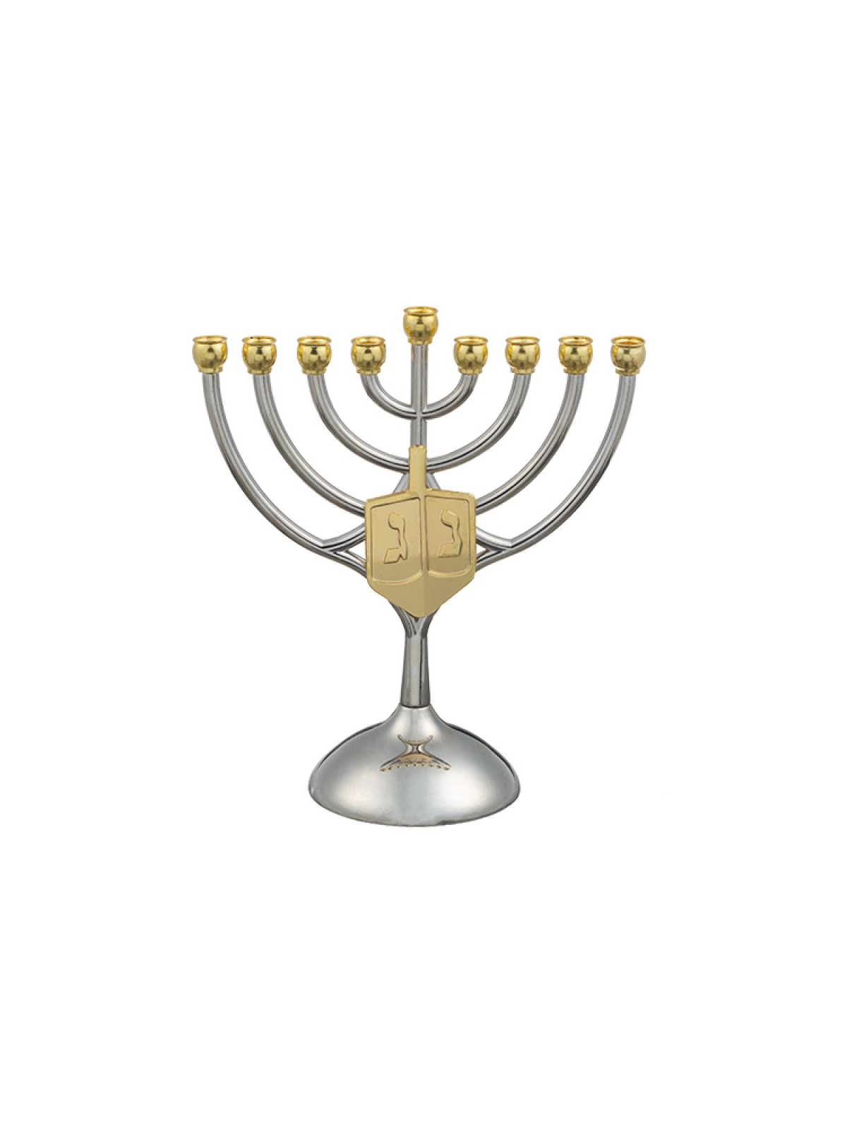 Silver and Gold Chanukah Menorah Curved Branches... | Hanukkah Menorah