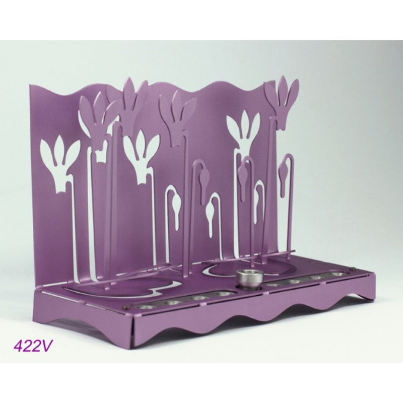 Shraga Landesman Hanukkah Menorah Slender Cyclam... | Hanukkah Menorah