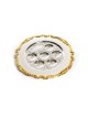 Two Tone Silver Plated Seder Plate with Ornate Gold Rim | Seder Plates