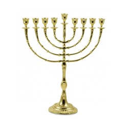 Tall Gold Color Classic Chanukah Menorah 16 Inches | Hanukkah Menorah