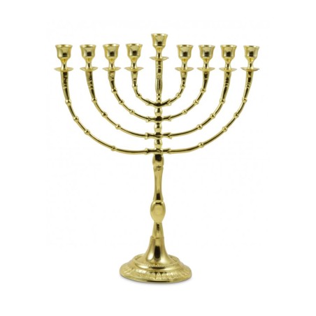 Tall Gold Color Classic Chanukah Menorah 16 Inches | Hanukkah Menorah
