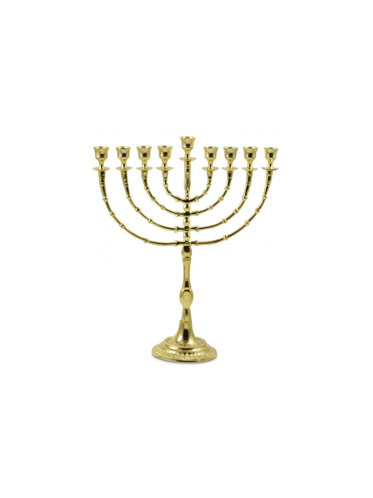 Tall Gold Color Classic Chanukah Menorah 16 Inches | Hanukkah Menorah