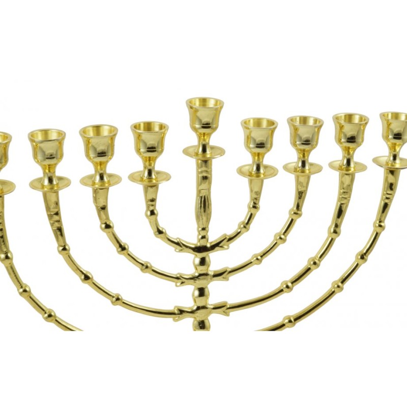 Tall Gold Color Classic Chanukah Menorah 16 Inches | Hanukkah Menorah