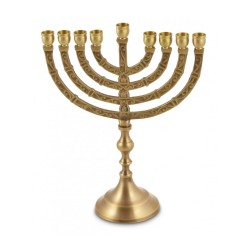 Gold Chanukah Menorah with Engraved Branches for... | Hanukkah Menorah