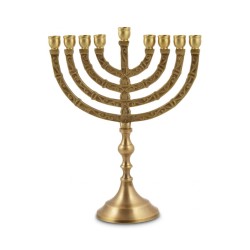 Gold Chanukah Menorah with Engraved Branches for... | Hanukkah Menorah
