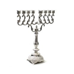 Tall Silver Metal Chanukah Menorah Swirls %96 16... | Hanukkah Menorah