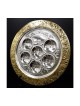 Plaque de Seder circulaire plaquée argent, cadre doré orné | Assiettes du Séder