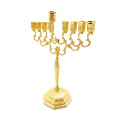 Decorative Gold Chanukah Menorah Filigree Design... | Hanukkah Menorah
