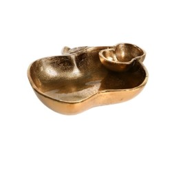 Gold Apple Shaped Tray with Attached Hone... | Jewish Gift from Israel