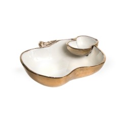 Rosh Hashanah Pomme en émail doré et blanc... | Cadeau juif d'Israël