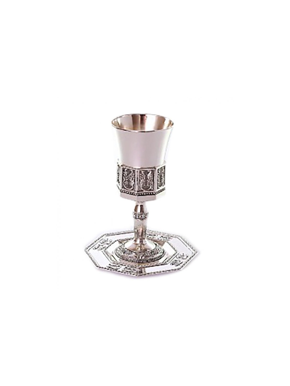 Silver Plated Kiddush Cup on Stem with Ma... | Jewish Gift from Israel
