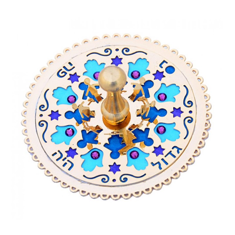 Ester Shahaf Dreidel Blue and Purple Dancing Children | Dreidels