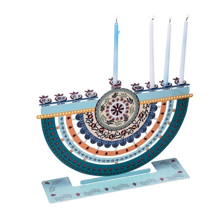 Dorit Judaica Arc Chanukah Menorah Colorful Pome... | Hanukkah Menorah