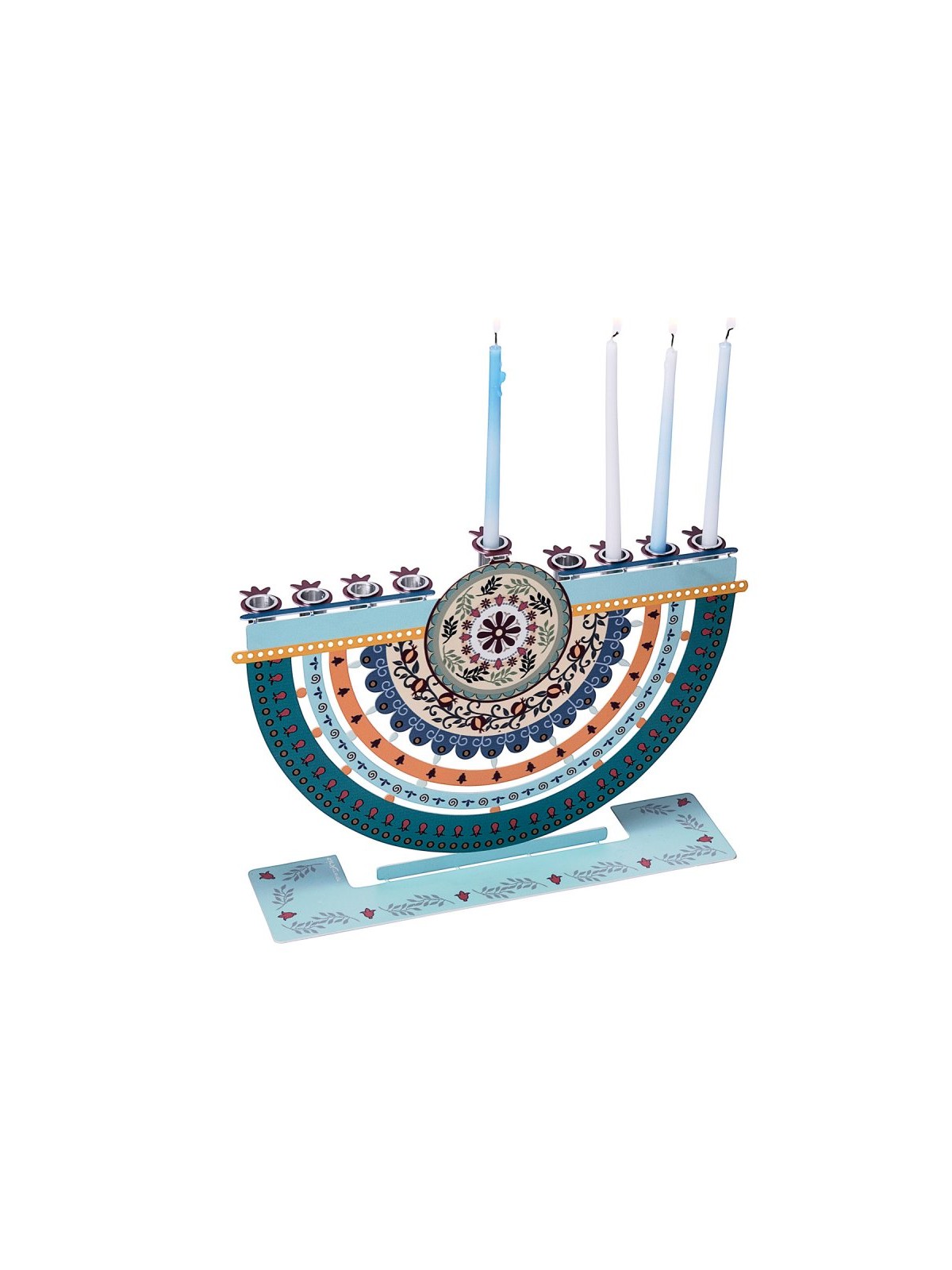 Dorit Judaica Arc Chanukah Menorah Colorful Pome... | Hanukkah Menorah