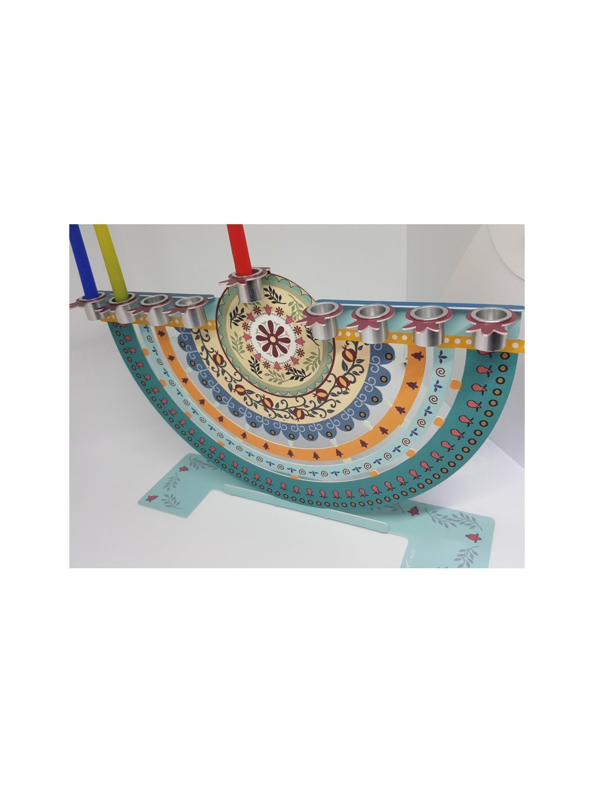 Dorit Judaica Arc Chanukah Menorah Colorful Pome... | Hanukkah Menorah