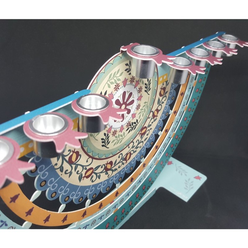 Dorit Judaica Arc Chanukah Menorah Colorful Pome... | Hanukkah Menorah