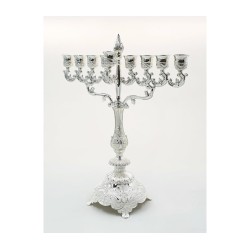 Large Silver Plated Chanukah Menorah Filigree De... | Hanukkah Menorah
