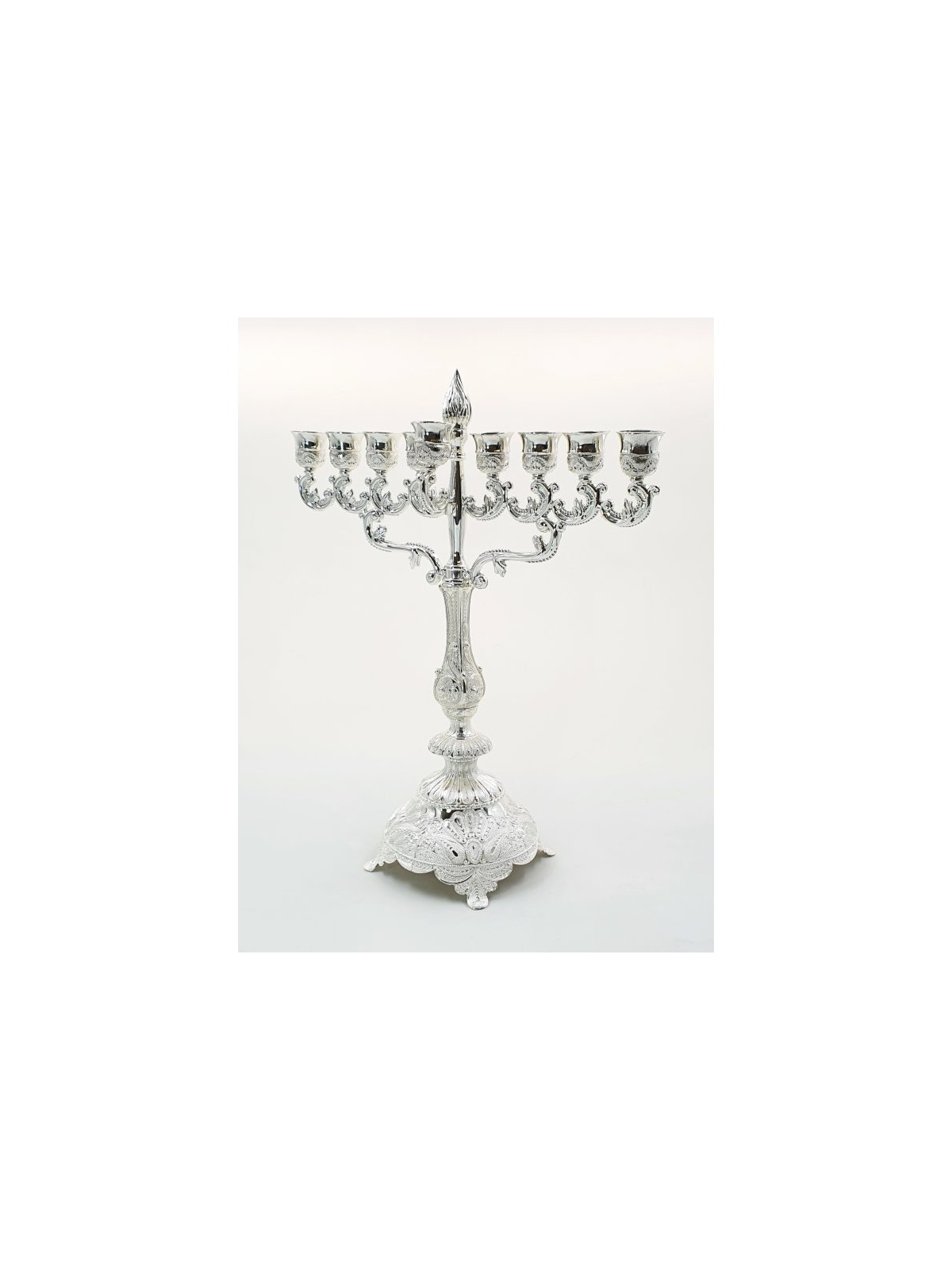 Large Silver Plated Chanukah Menorah Filigree De... | Hanukkah Menorah