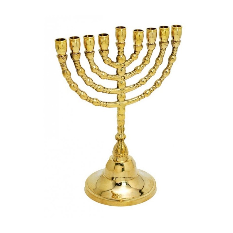 Small Classic Decorative Branches Gold Chanukah ... | Hanukkah Menorah