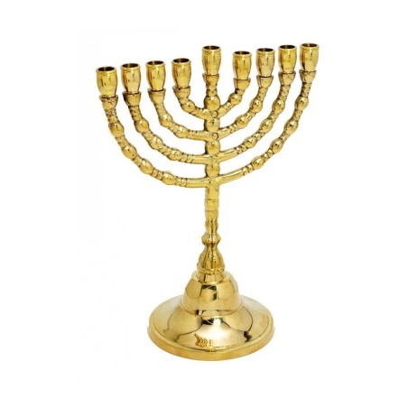Small Classic Decorative Branches Gold Chanukah ... | Hanukkah Menorah