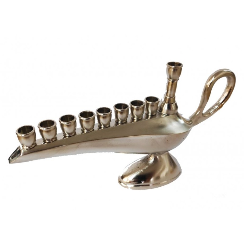 Small Aladdin Lamp Pewter Chanukah Menorah For C... | Hanukkah Menorah