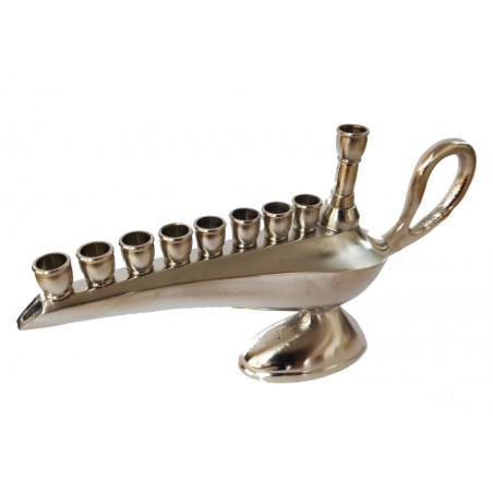 Small Aladdin Lamp Pewter Chanukah Menorah For C... | Hanukkah Menorah