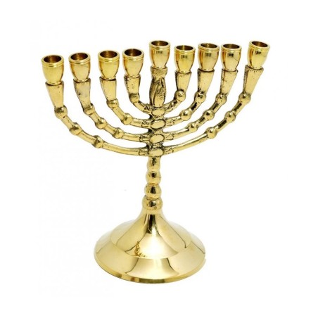 Small Classic Gold Chanukah Menorah Decorative B... | Hanukkah Menorah