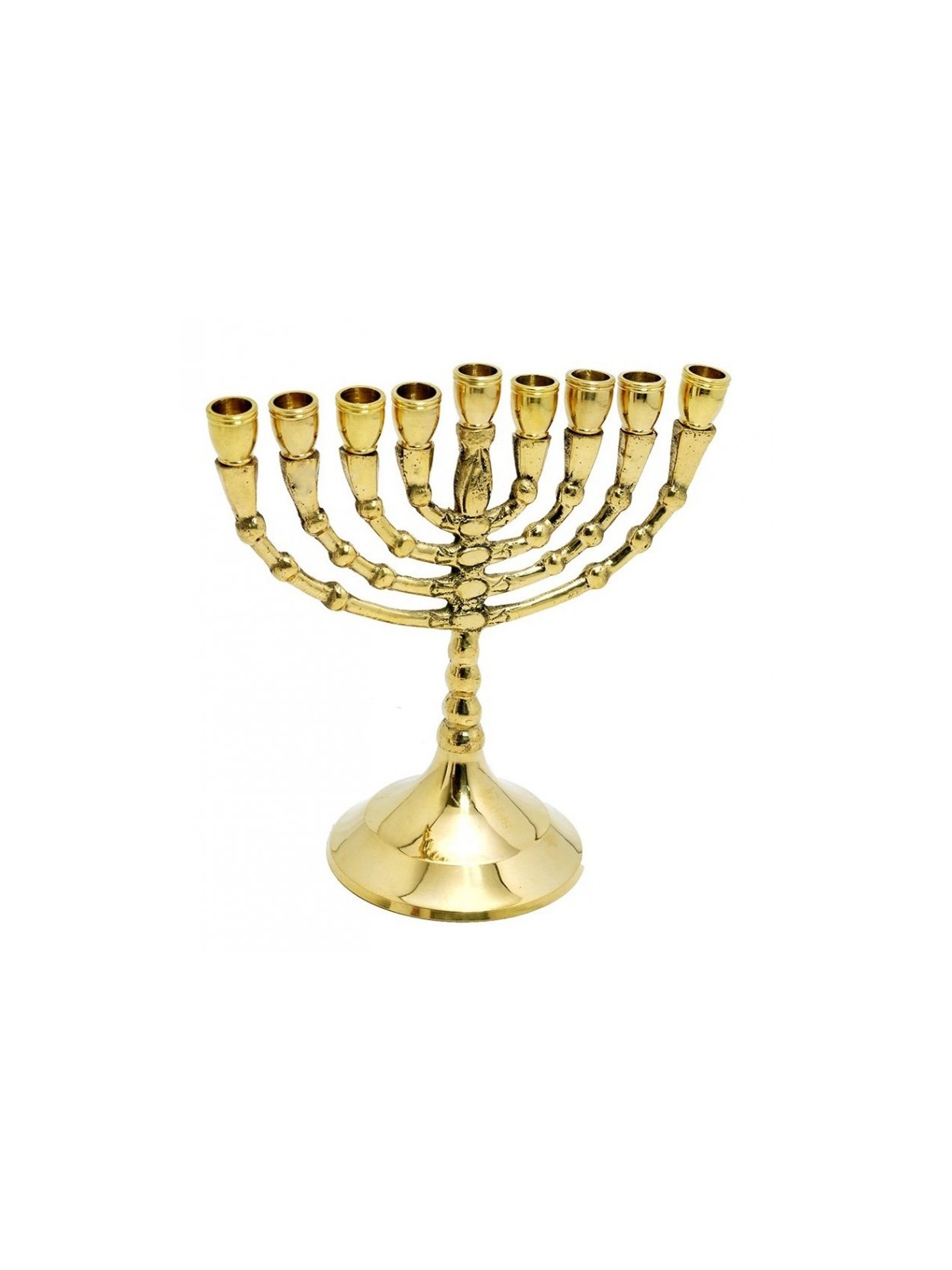 Small Classic Gold Chanukah Menorah Decorative B... | Hanukkah Menorah