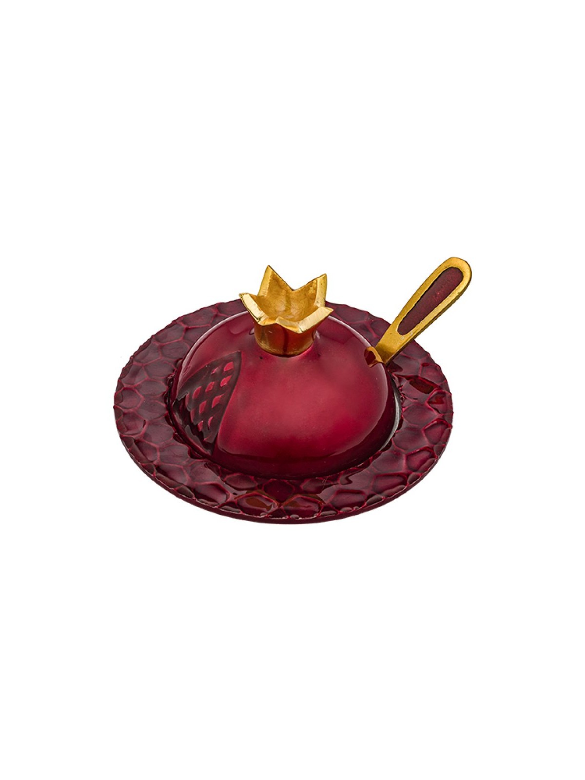 Colorful Pomegranate Shaped Honey Dish wi... | Jewish Gift from Israel