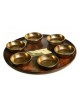 Rustic Wood Seder Plate with Six Matching Gold Alumi... | Seder Plates