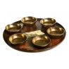 Rustic Wood Seder Plate with Six Matching Gold Alumi... | Seder Plates