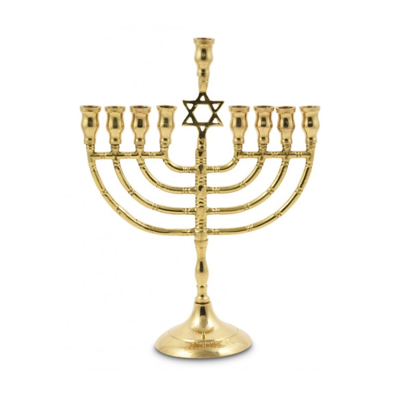 Brass Metal Chanukah Menorah with Star of David ... | Hanukkah Menorah
