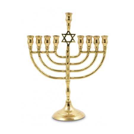 Brass Metal Chanukah Menorah with Star of David ... | Hanukkah Menorah