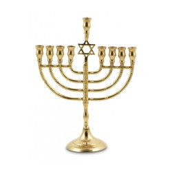 Brass Metal Chanukah Menorah with Star of David ... | Hanukkah Menorah