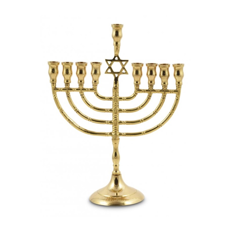 Brass Metal Chanukah Menorah with Star of David ... | Hanukkah Menorah
