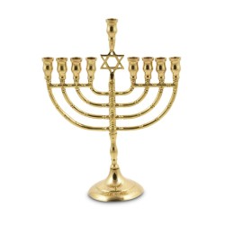 Brass Metal Chanukah Menorah with Star of David ... | Hanukkah Menorah