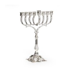 Chanukah Menorah Silver Plated with Engraved Bra... | Hanukkah Menorah