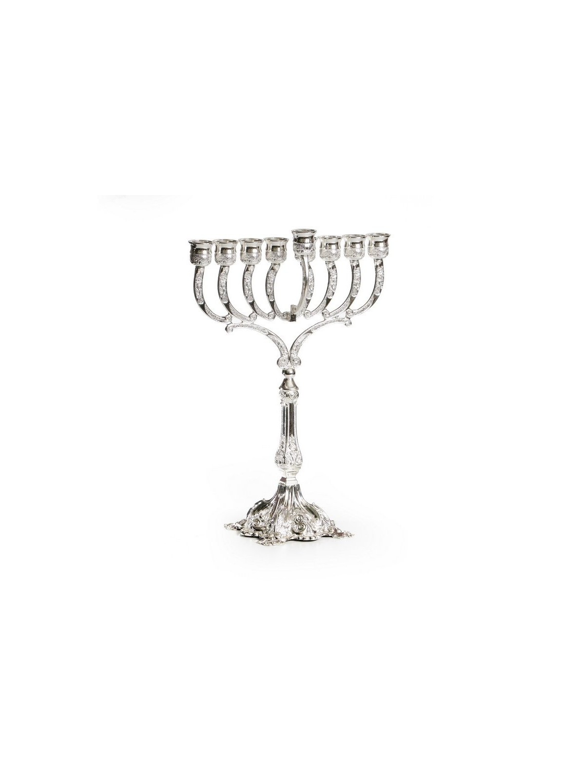 Chanukah Menorah Silver Plated with Engraved Bra... | Hanukkah Menorah