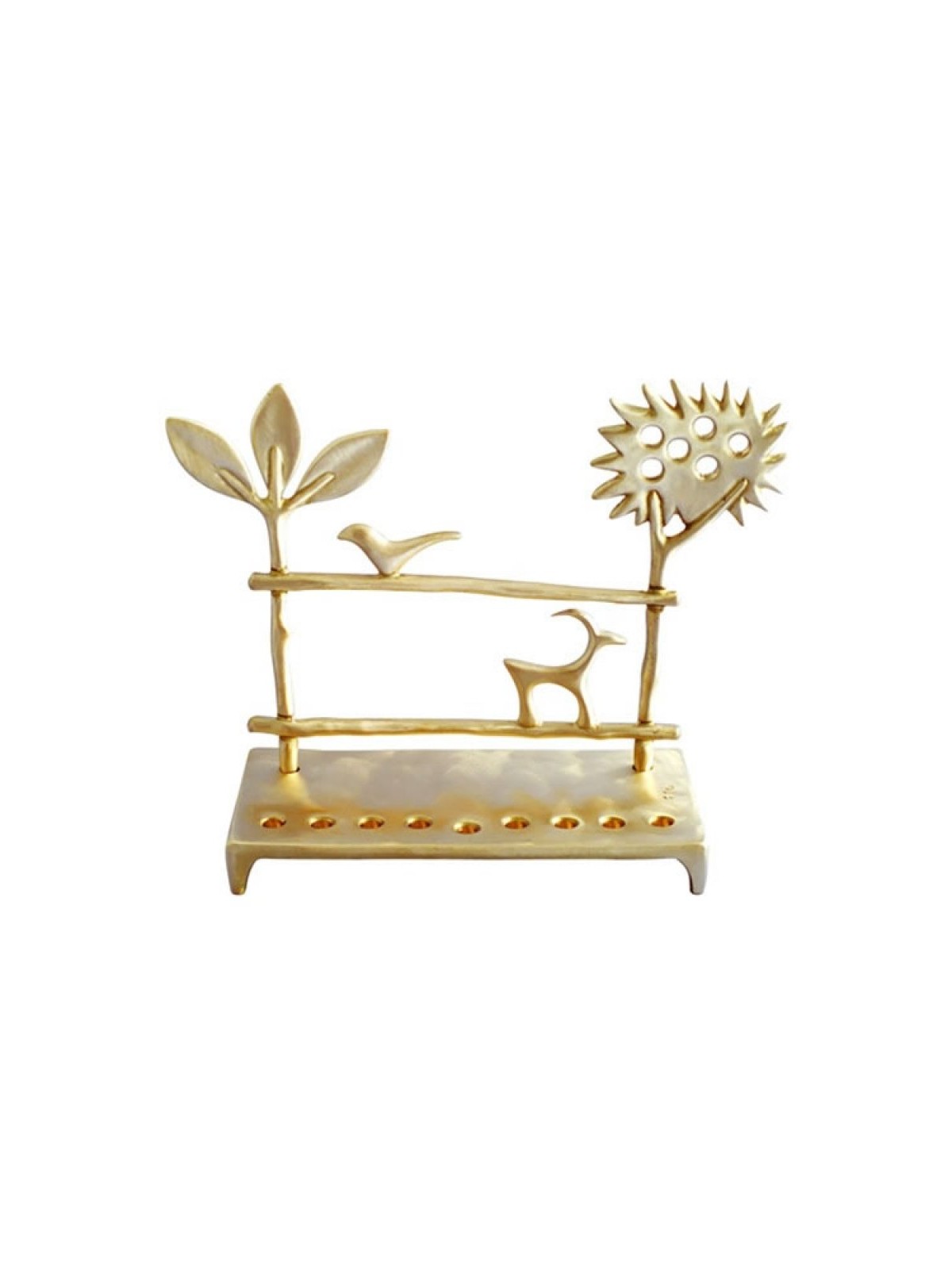 Shraga Landesman Cast Brass Hanukkah Menorah Tre... | Hanukkah Menorah