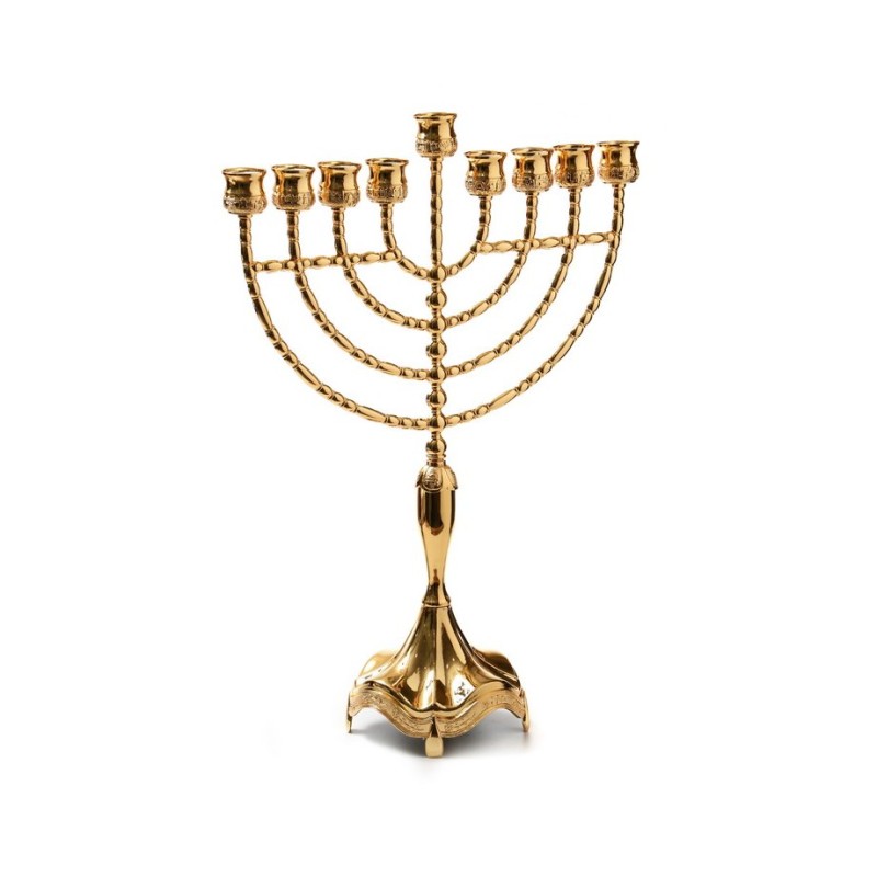 Chanukah Menorah Beaded Branches Gold %96 185 In... | Hanukkah Menorah