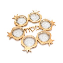 Pomegranate Shaped Seder Plate with Six Glass Bowls ... | Seder Plates