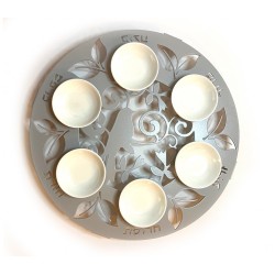 Iris Design Raised Handmade Seder Plate with Cutout ... | Seder Plates
