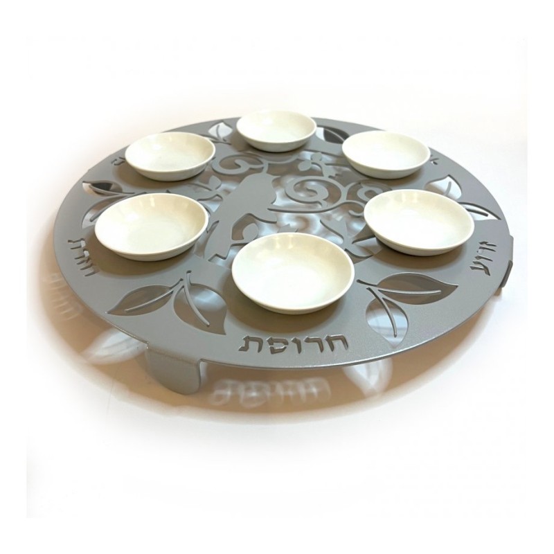 Iris Design Raised Handmade Seder Plate with Cutout ... | Seder Plates